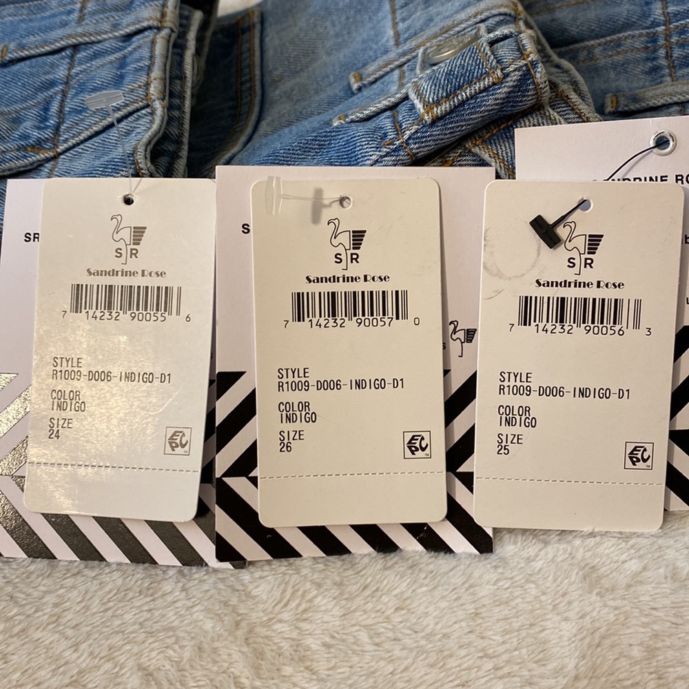 Free People SR vs Sandrine Rose indigo distressed cargo jeans with patch… - Picture 9 of 14